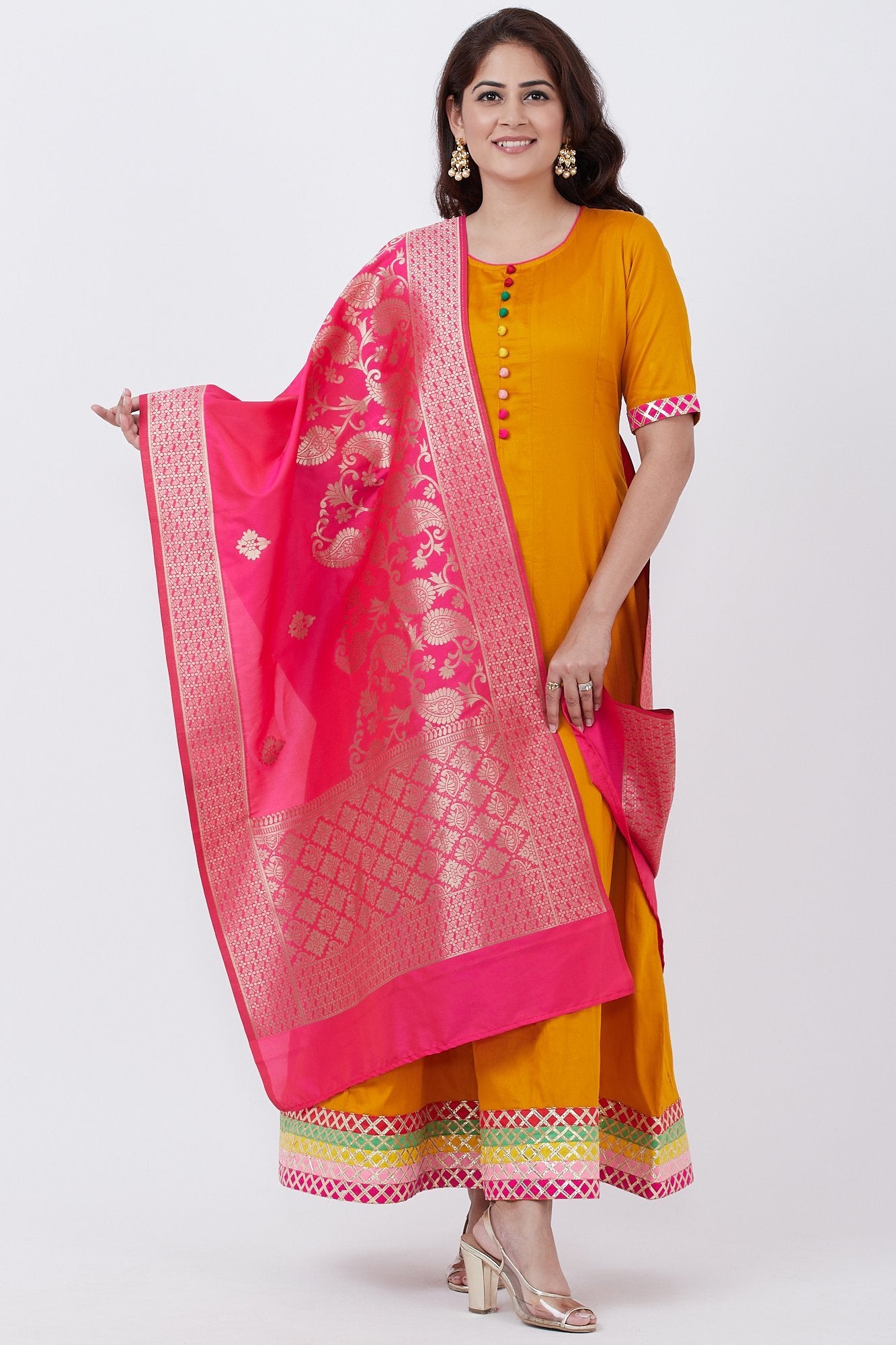 Rayon Slub Thread Embroidered Kurta, Pant, Dupatta Set - Lemon Yellow, Kurti  With Pants, कुरती पैंट सेट - Super Sales Agency, Jaipur | ID: 25954086297